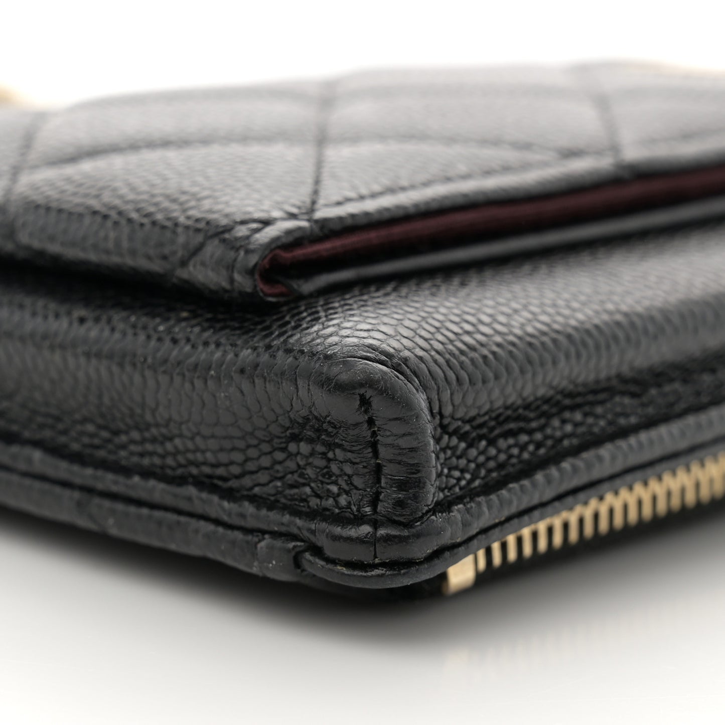 Caviar Quilted Zip Phone Case Black