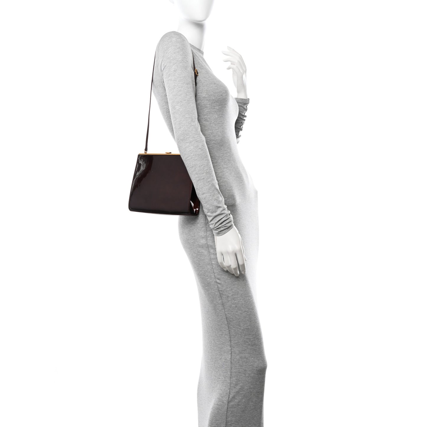 Patent Calfskin Small Le Anne-Marie Shoulder Bag Strong Espresso