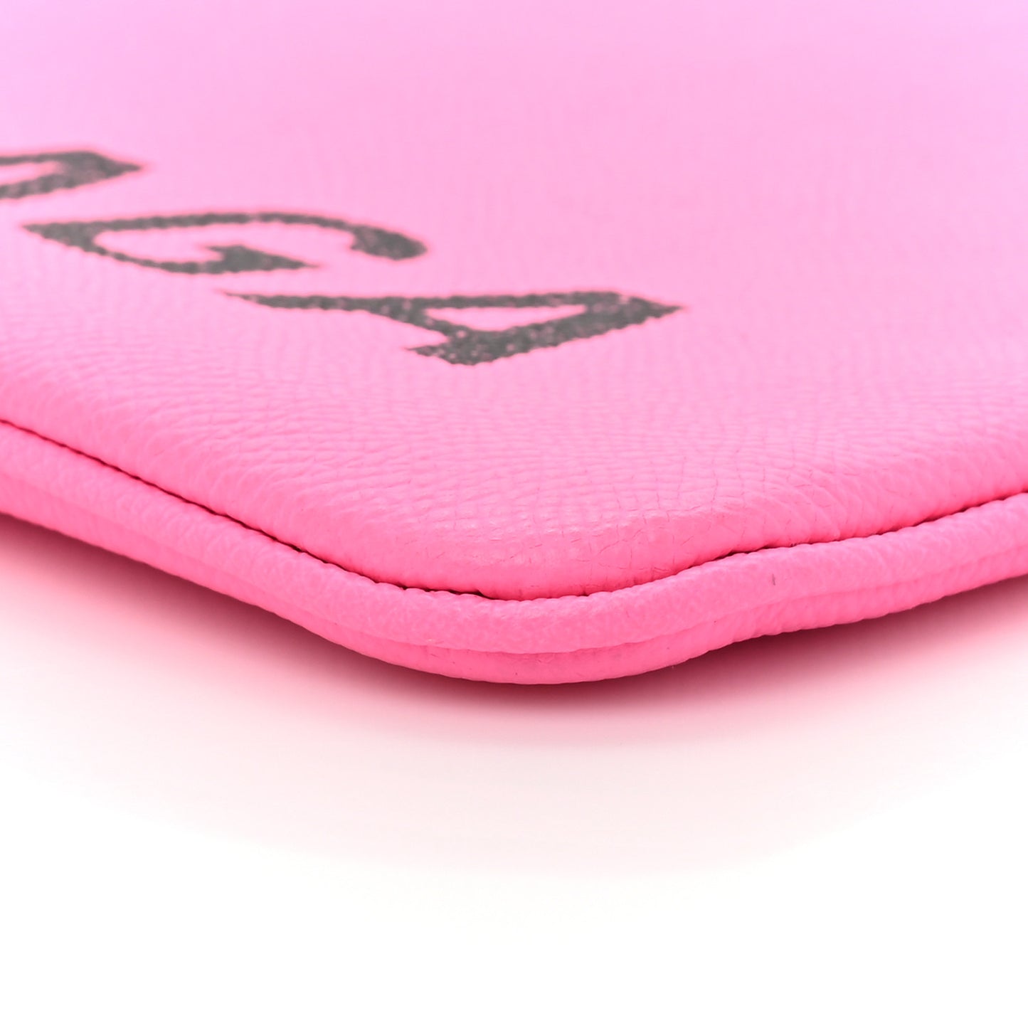 Calfskin Logo Large Zip Pouch Acid Pink