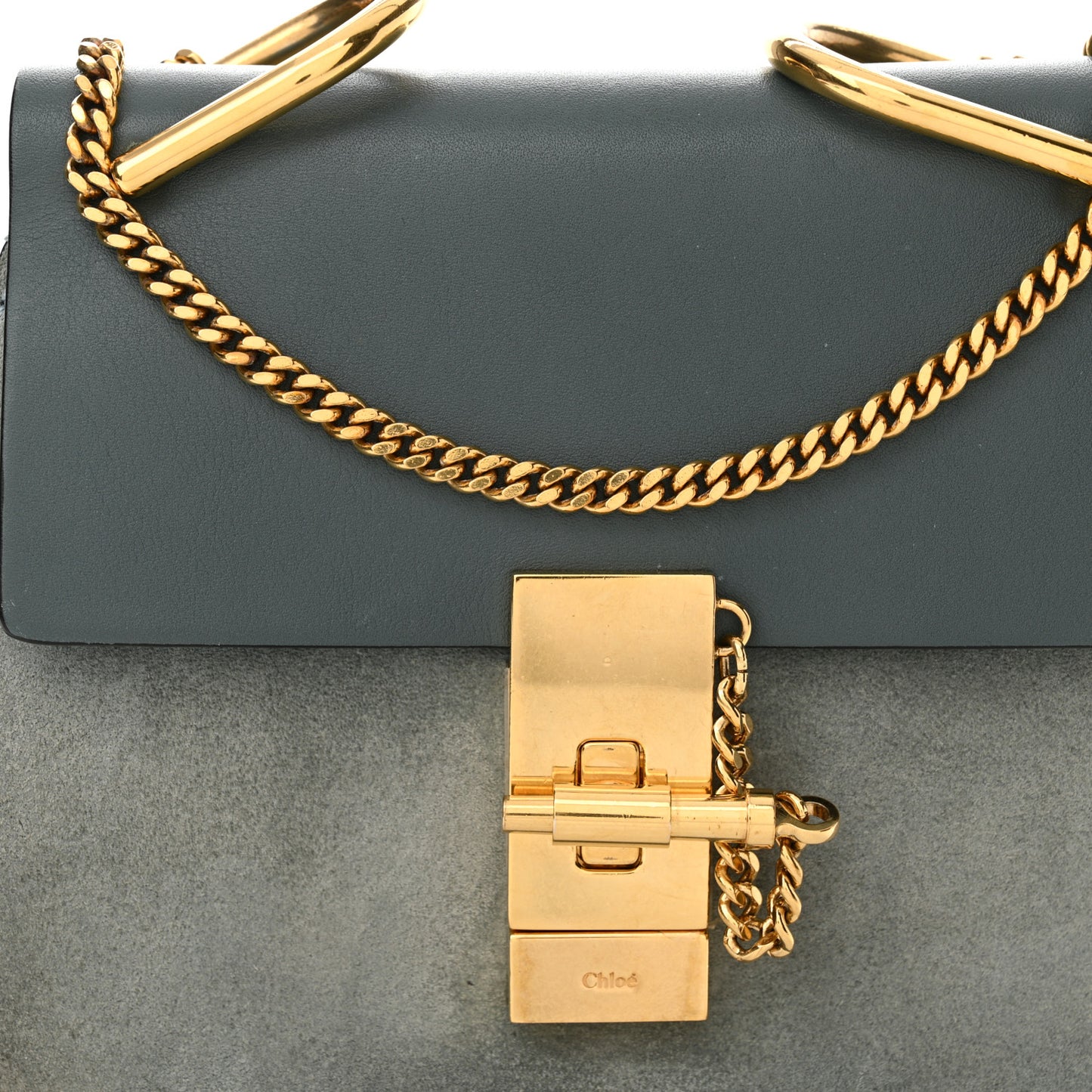 Suede Smooth Calfskin Mini Drew Shoulder Bag Cloudy Blue