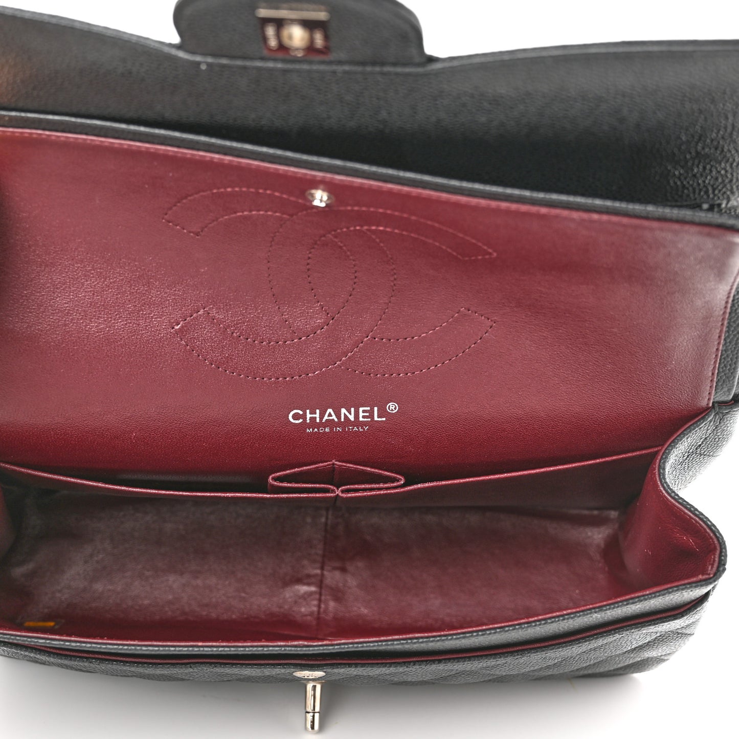 Caviar Quilted Jumbo Double Flap Black