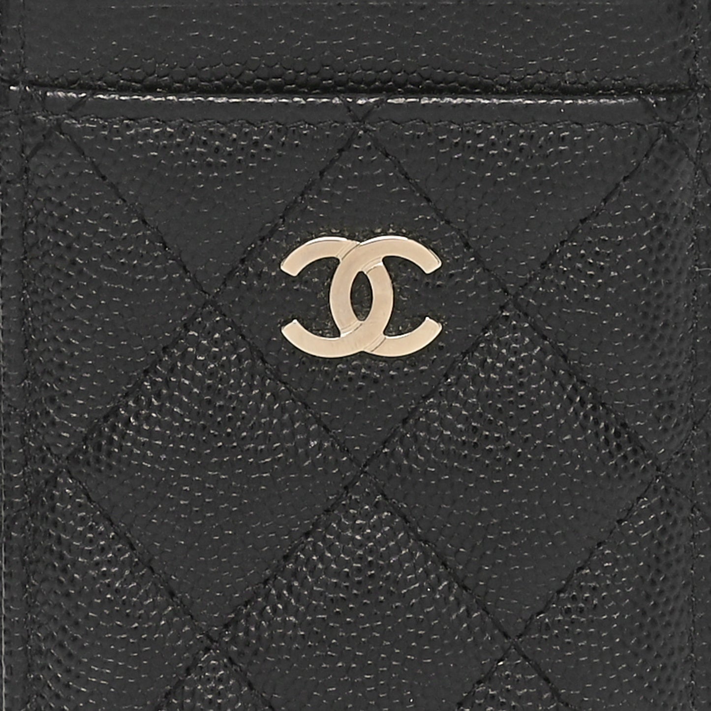 Caviar Quilted Zip Card Holder Black