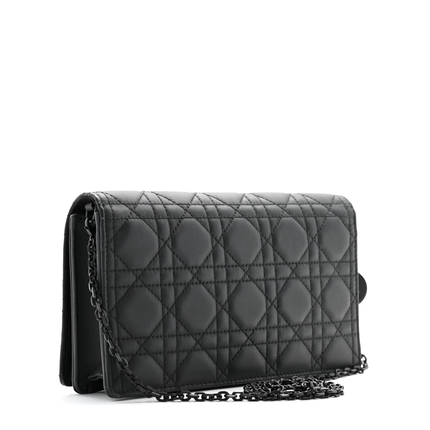 Ultra Matte Calfskin Cannage Lady Dior Clutch Black