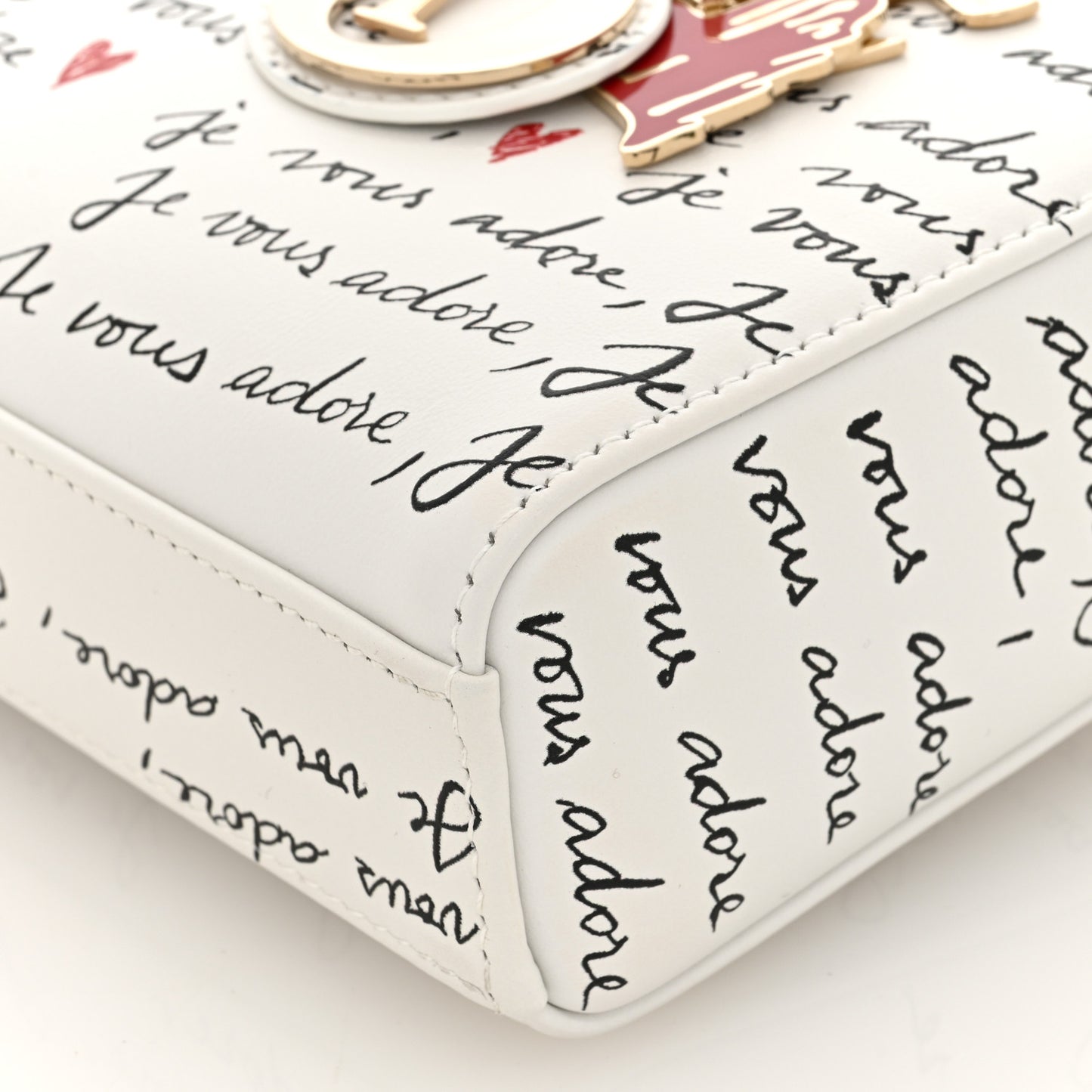 Calfskin Je Vous Adore Dioramour Small Lady D-Joy White Black Red