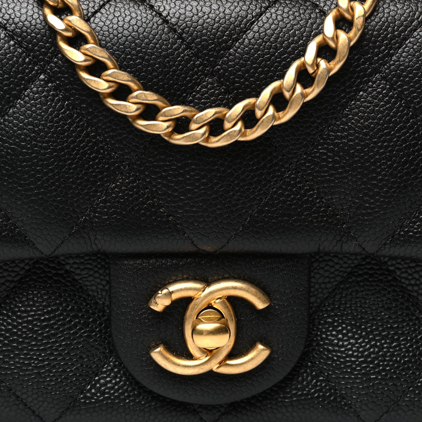 Caviar Quilted Mini Sweetheart Rectangular Flap Black