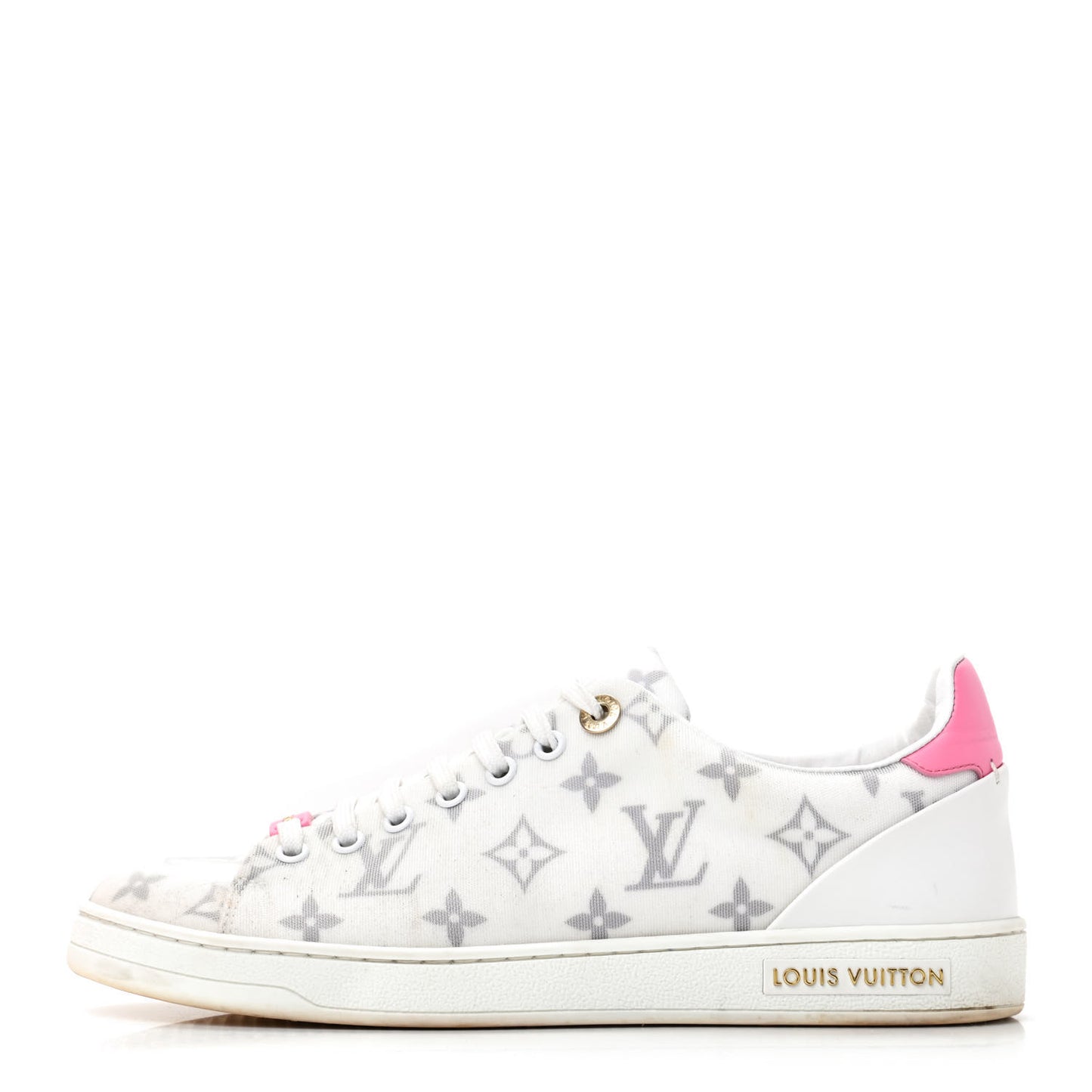 Technical Fabric Calfskin Monogram Frontrow Sneakers 39 Pink