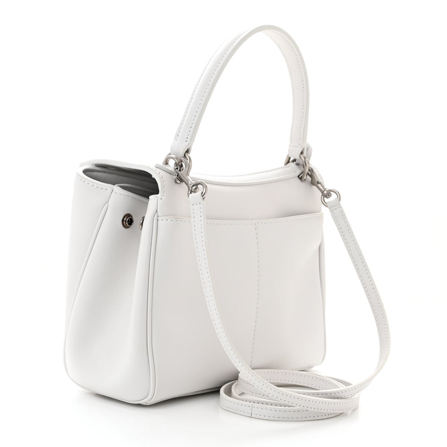Natural Smooth Calfskin Mini Rodeo Top Handle Handbag Optic White