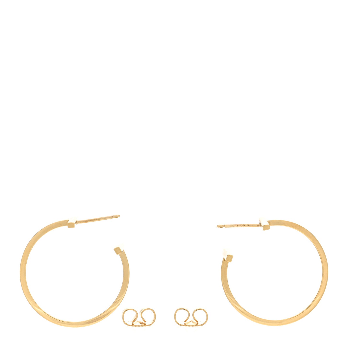 18K Yellow Gold Medium T Wire Hoop Earrings