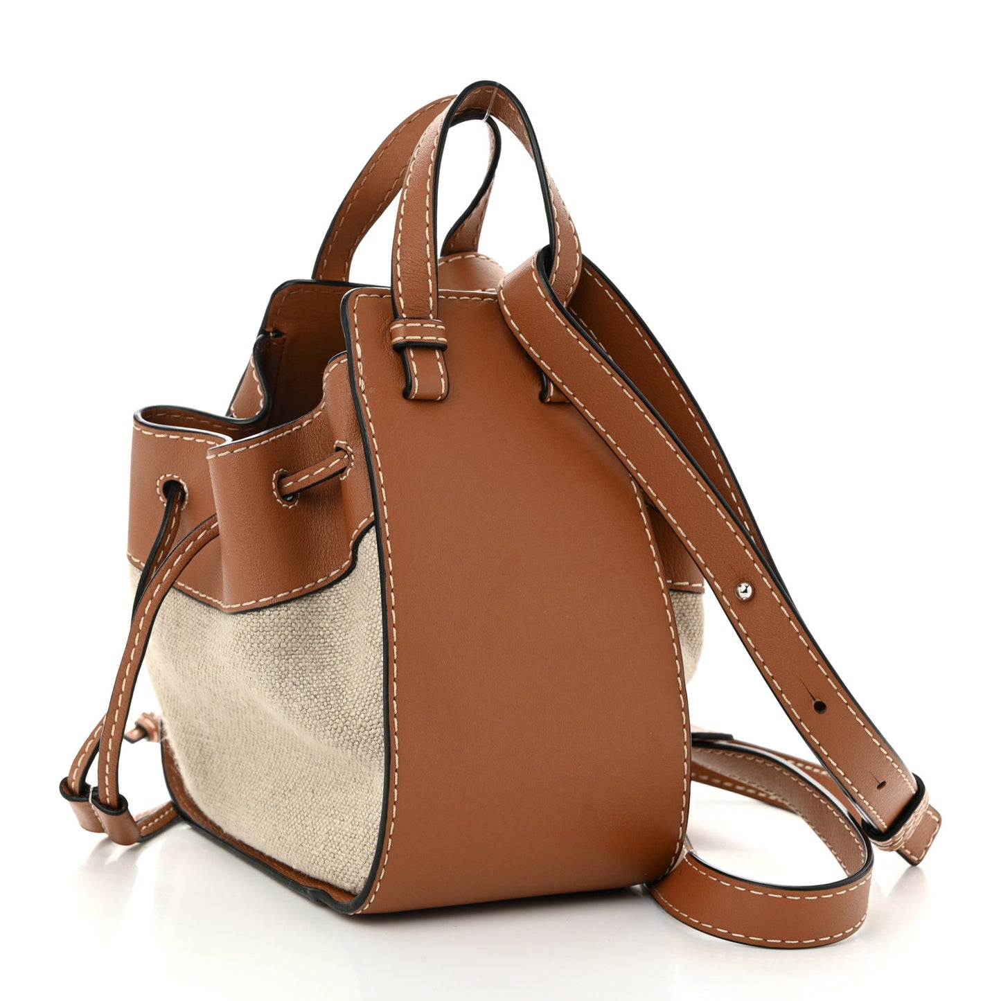 Calfskin Canvas Mini Hammock Shoulder Bag Natural Tan