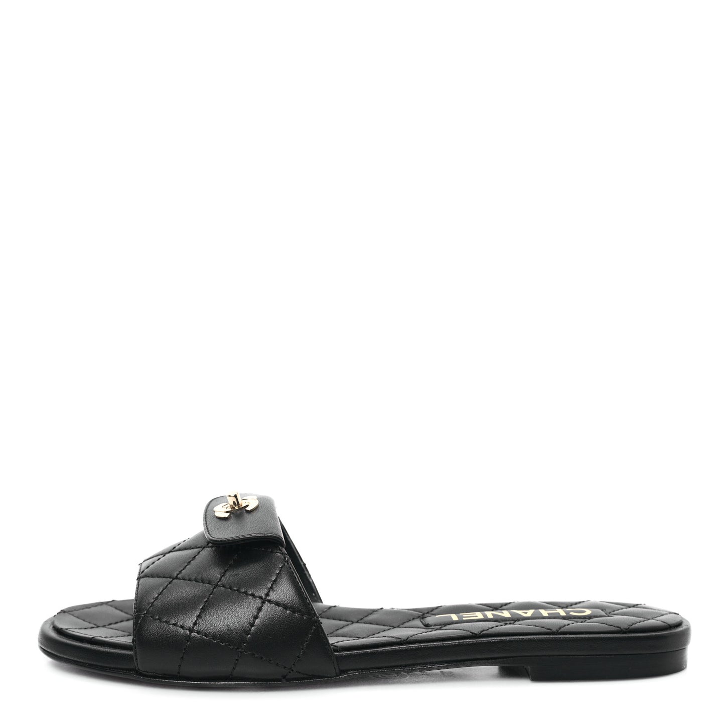 Lambskin Quilted CC Turnlock Sandals 36 Black