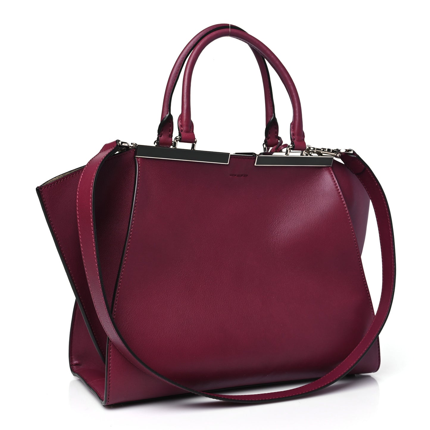 Vitello Dolce Marmol Shiny Nappa Petite 3Jours Tote Bordeaux