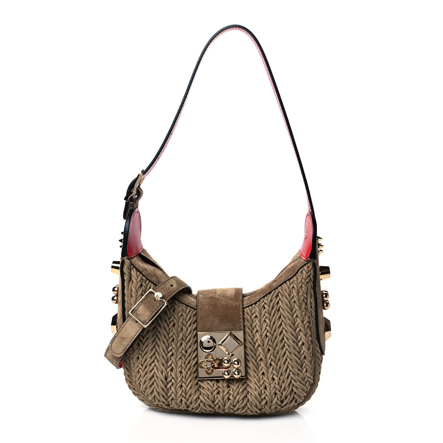 Raffia Suede Carasky Mini Shoulder Bag Crumble Gold