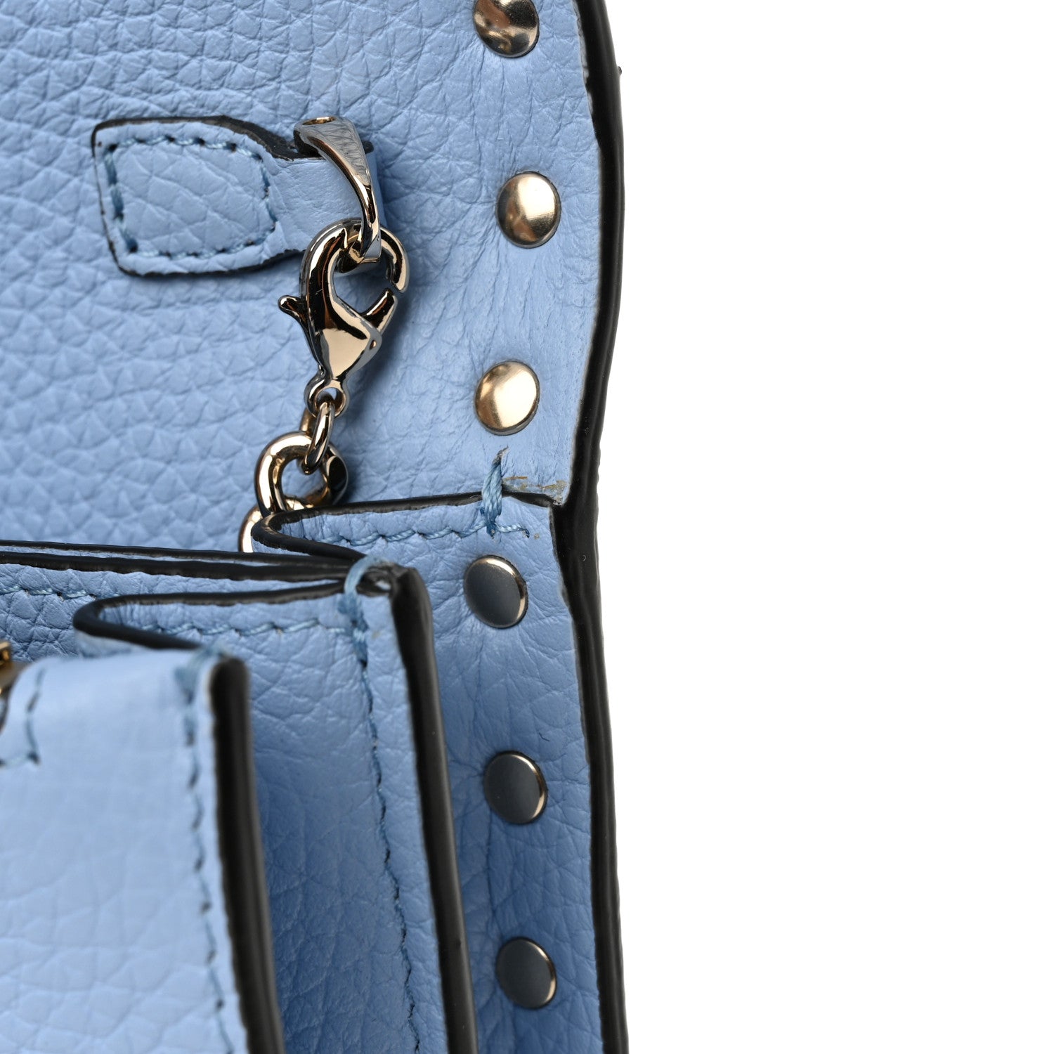Valentino Garavani Grainy Calfskin Rockstud Chain Pouch Popeline Blue 12 of 13