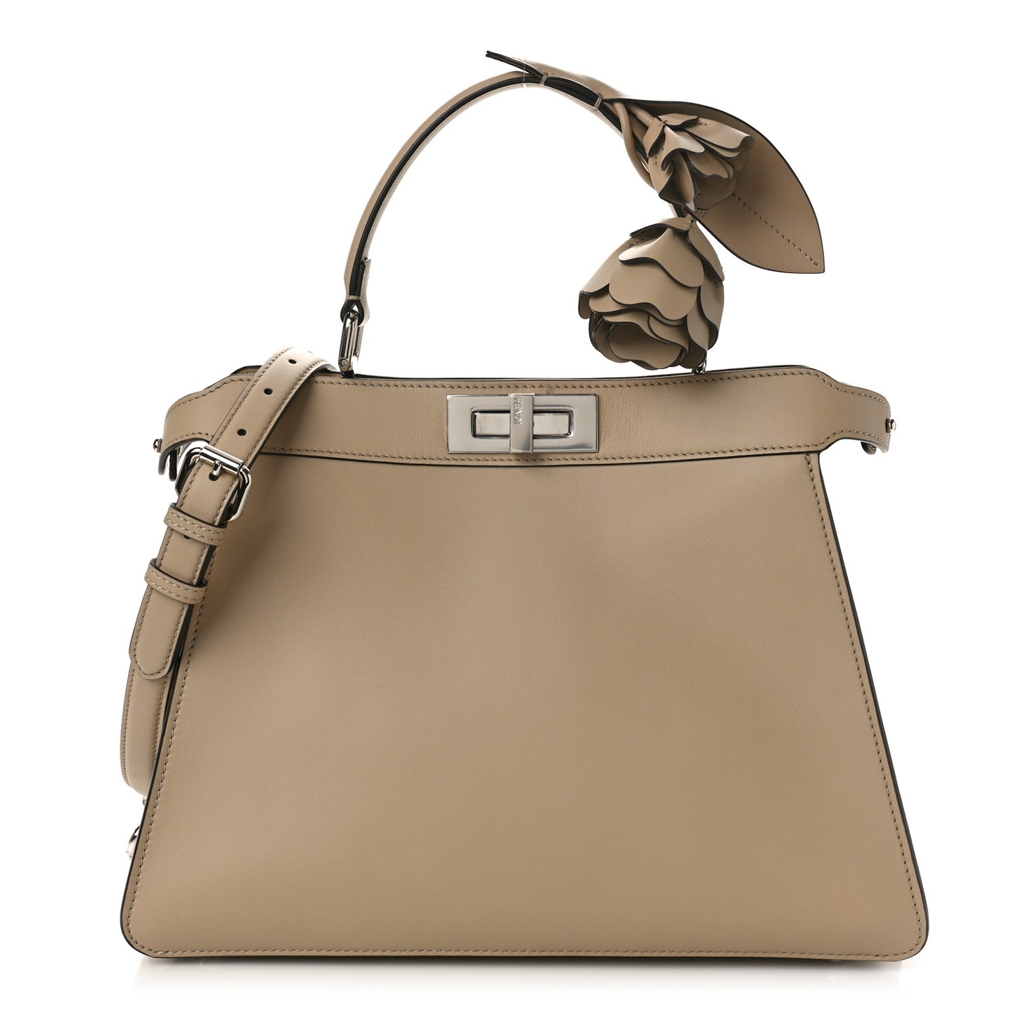 Vitello Seta Shiny Nappa Plexiglass Medium Peekaboo I SEE U Satchel Tortora