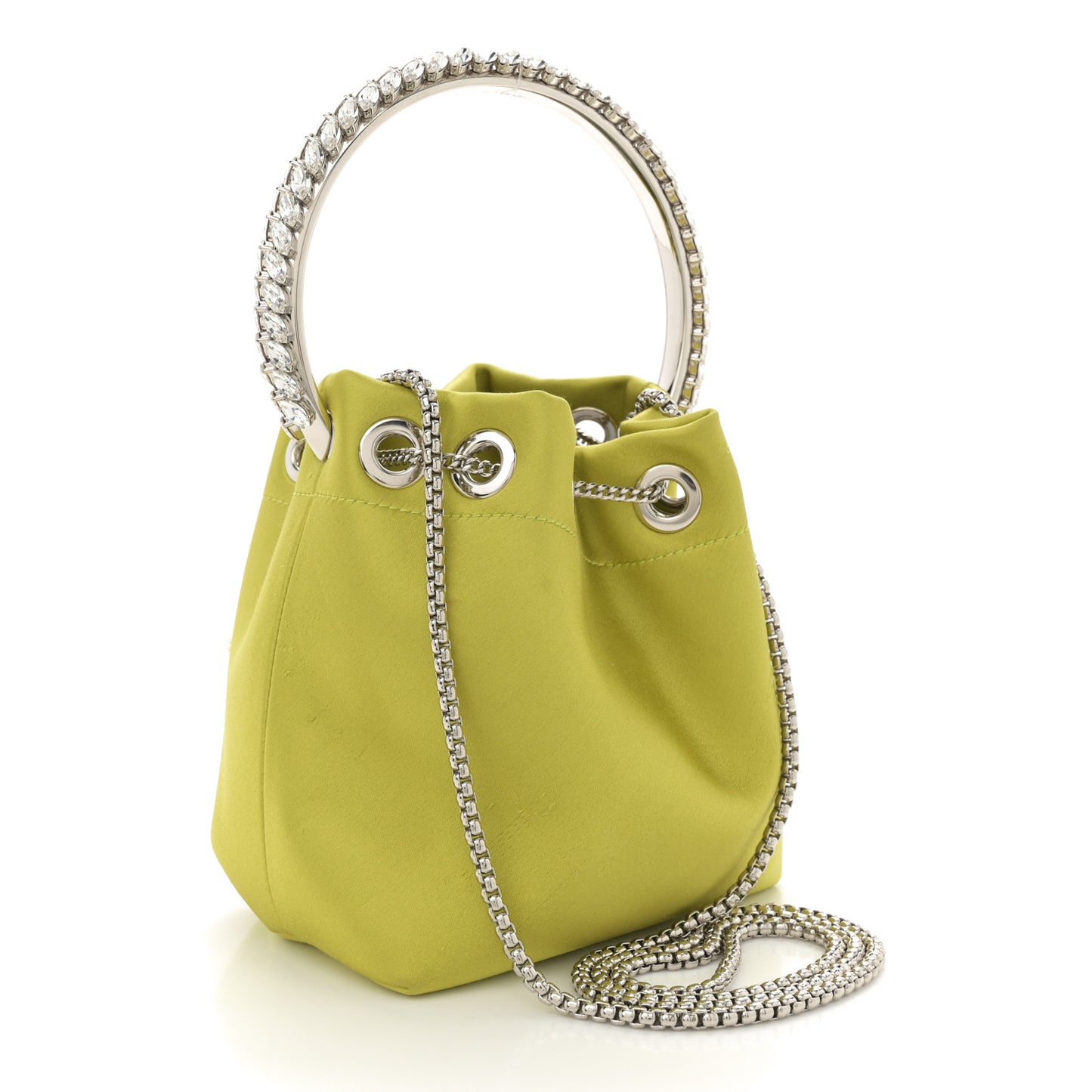 Satin Crystal Embellished Bon Bon Bag Lime