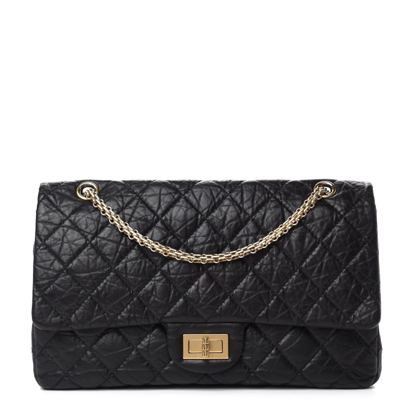 Aged Calfskin Quilted 2.55 Reissue 227 Flap Black