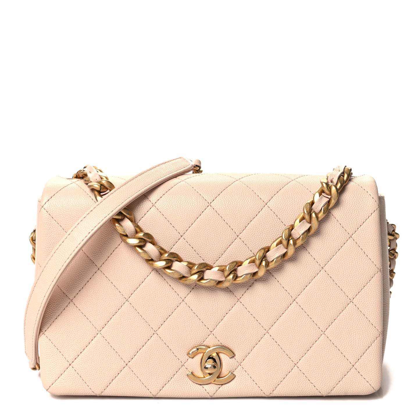 Caviar Quilted Medium Fashion Therapy Flap Beige