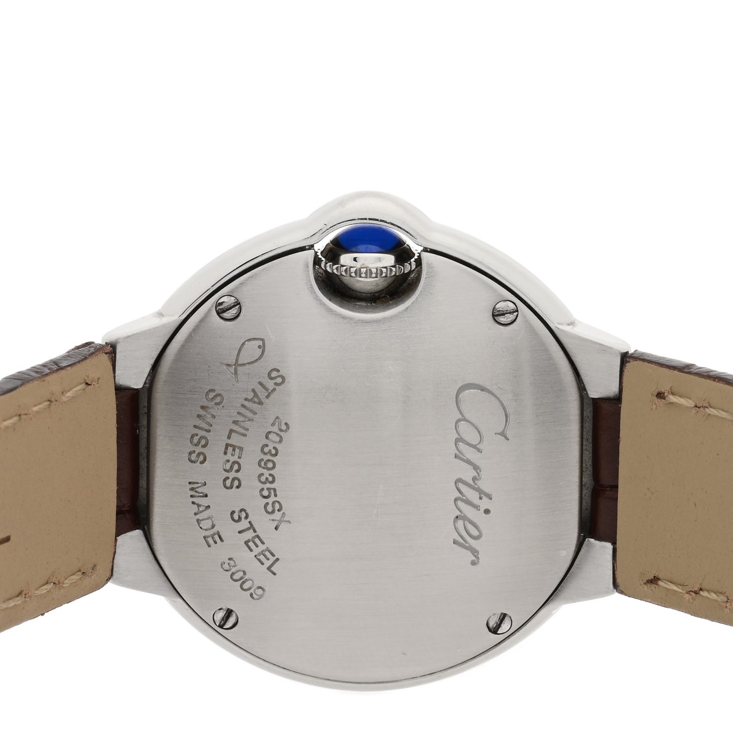 Stainless Steel Alligator 28mm Ballon Bleu De Cartier Quartz Watch Brown