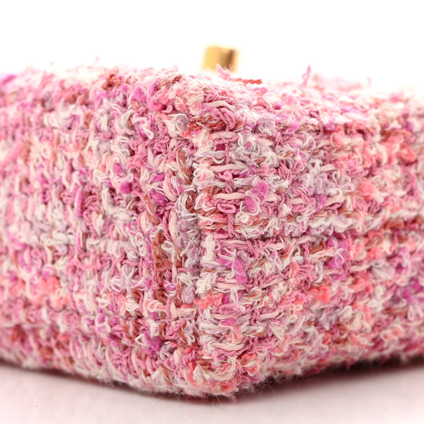Tweed Quilted Mini Nano Kelly Shopper Pink