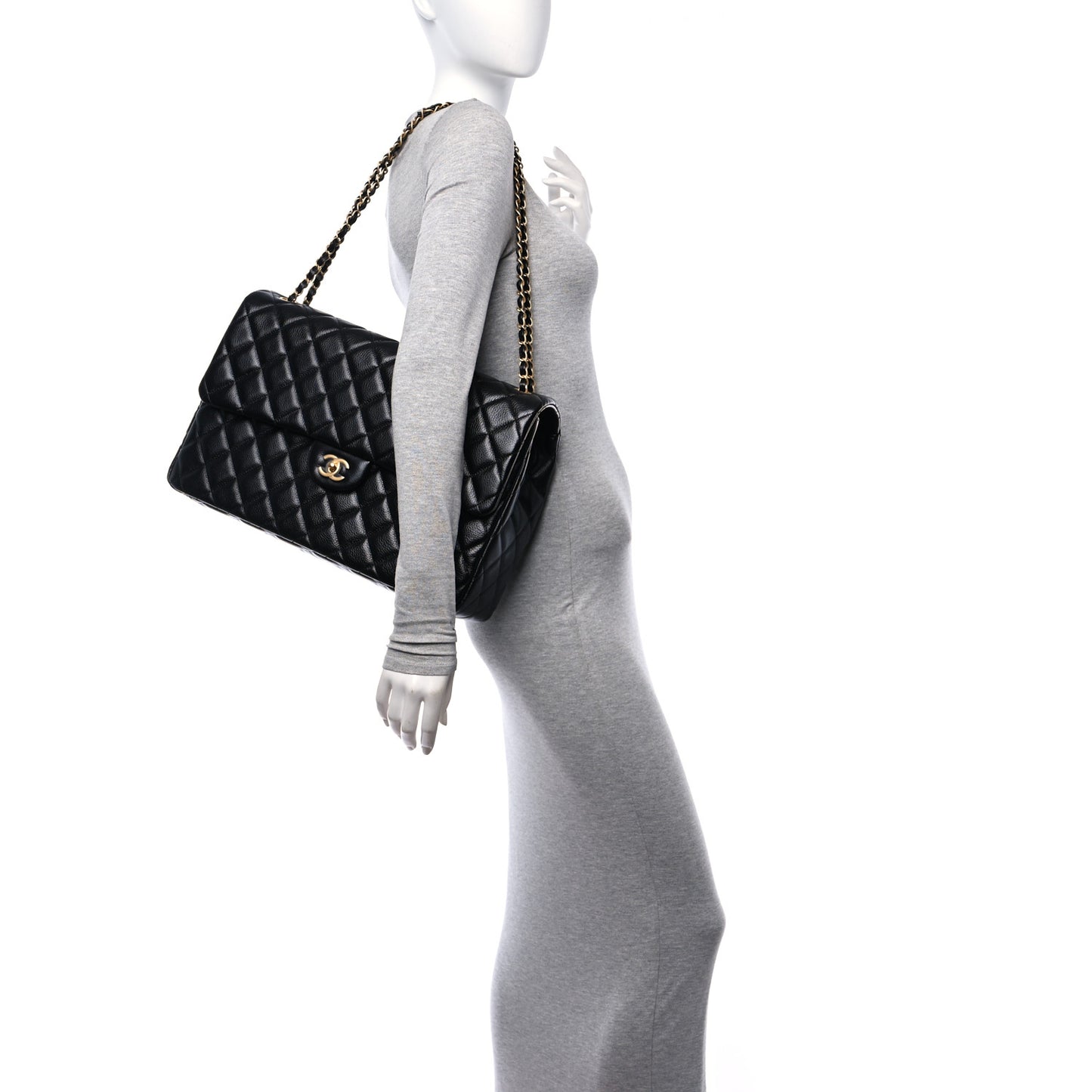 Caviar Quilted XXL Travel Flap Bag Black