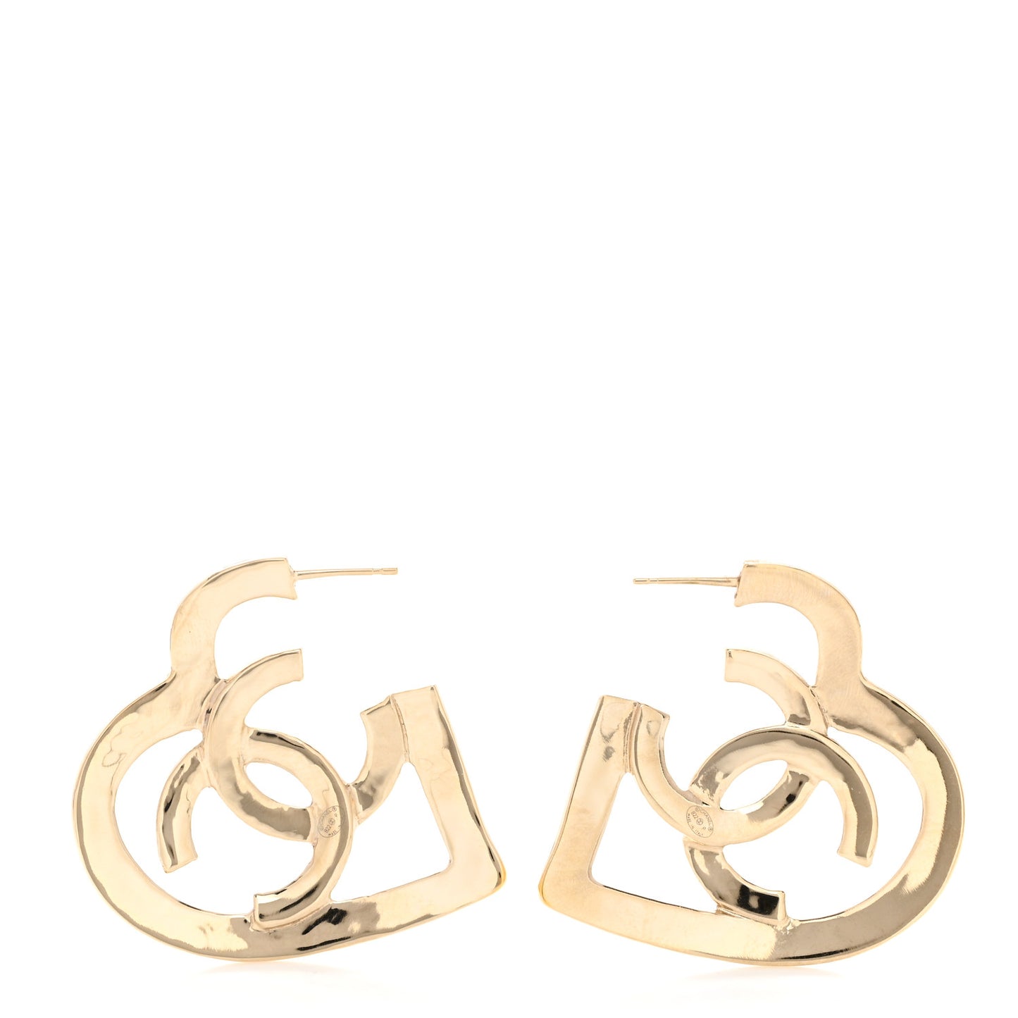 Metal CC Heart Coco In Love Hoop Earrings Gold