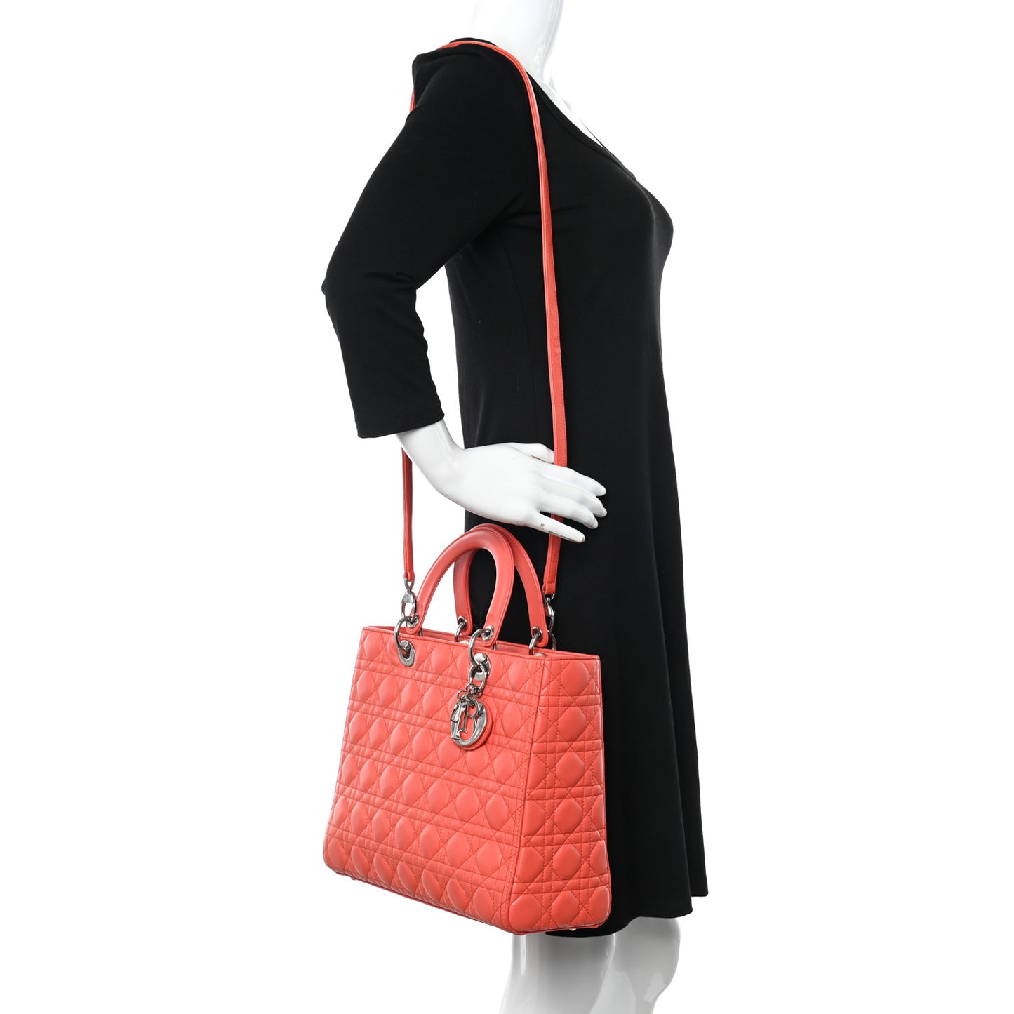 Lambskin Cannage Large Lady Dior Coral