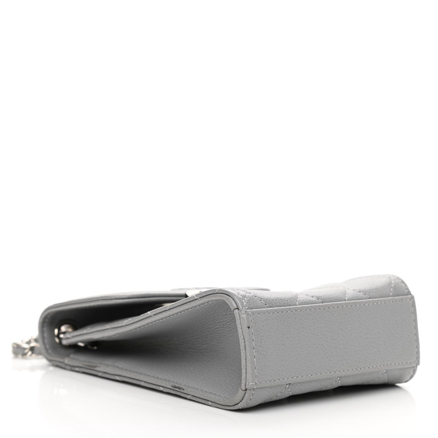 Grained Calfskin Quilted CC Box Clutch With Chain Grey