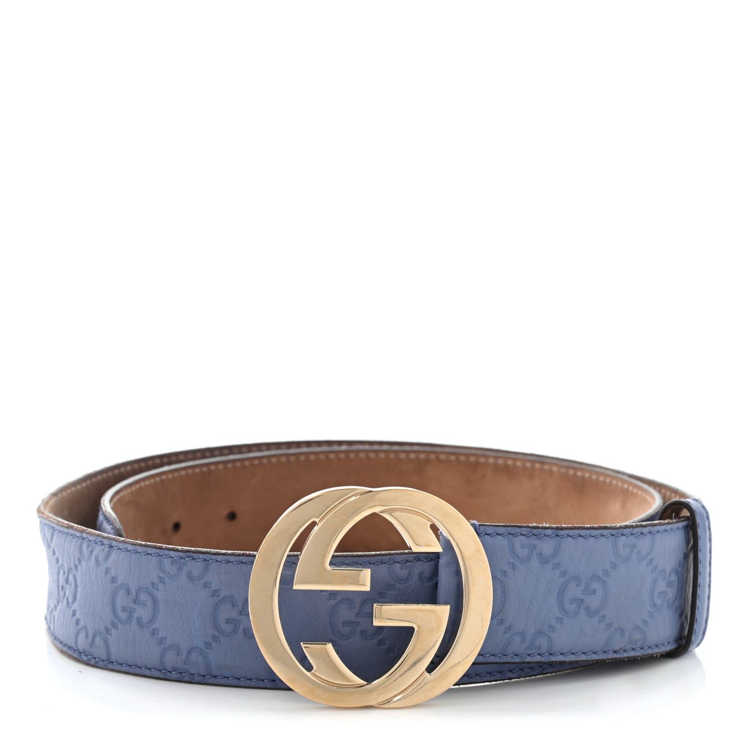 Gucci Guccissima Interlocking G Belt 90 36 Blue 1 of 13
