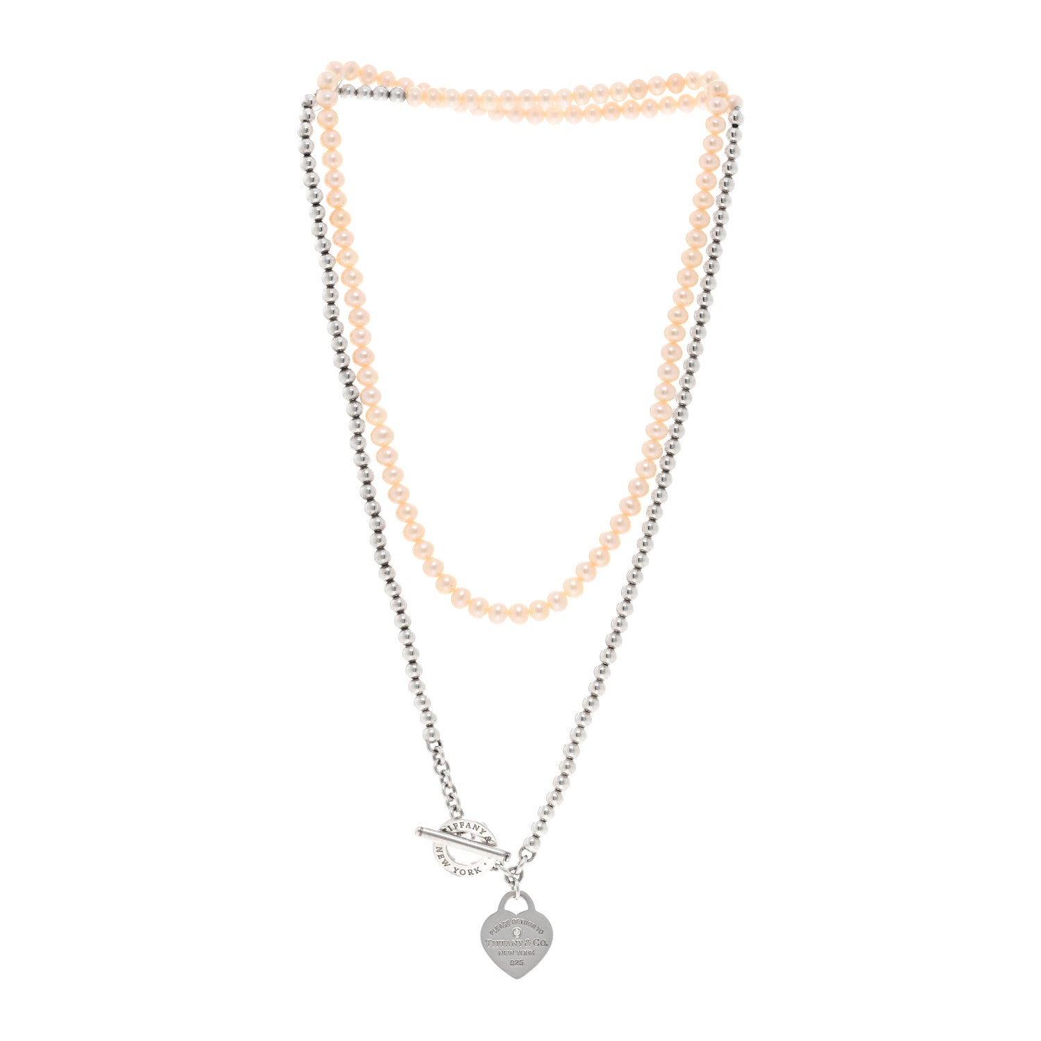 Tiffany Sterling Silver Diamond Pearl Return to Tiffany Wrap Necklace 3 of 6