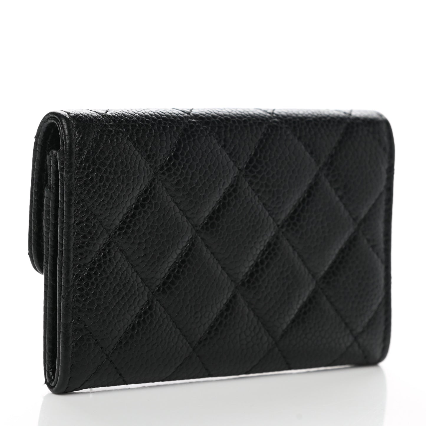 Caviar Quilted Flap Card Holder Black