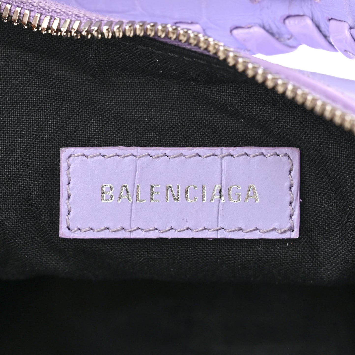 Extra Supple Calfskin Crocodile Embossed Le Cagole Shoulder Bag XS Lilac