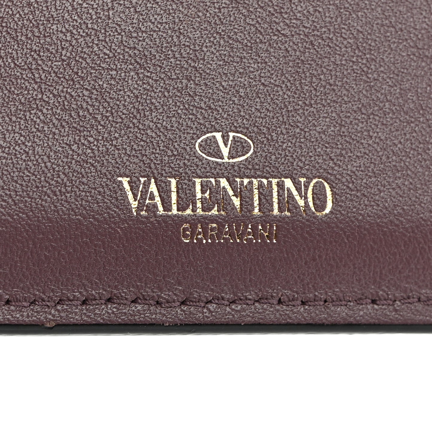 Vitello Rockstud Card Holder Dark Mauve