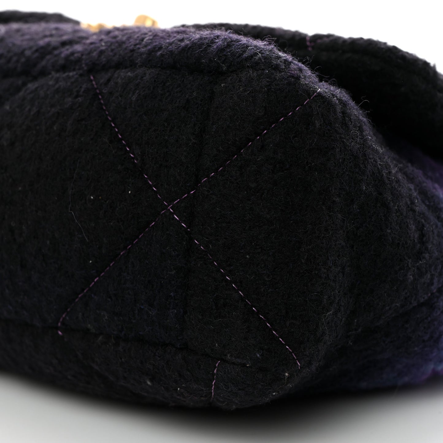 Wool Tweed Quilted Large Chanel 19 Flap Purple Black Blue