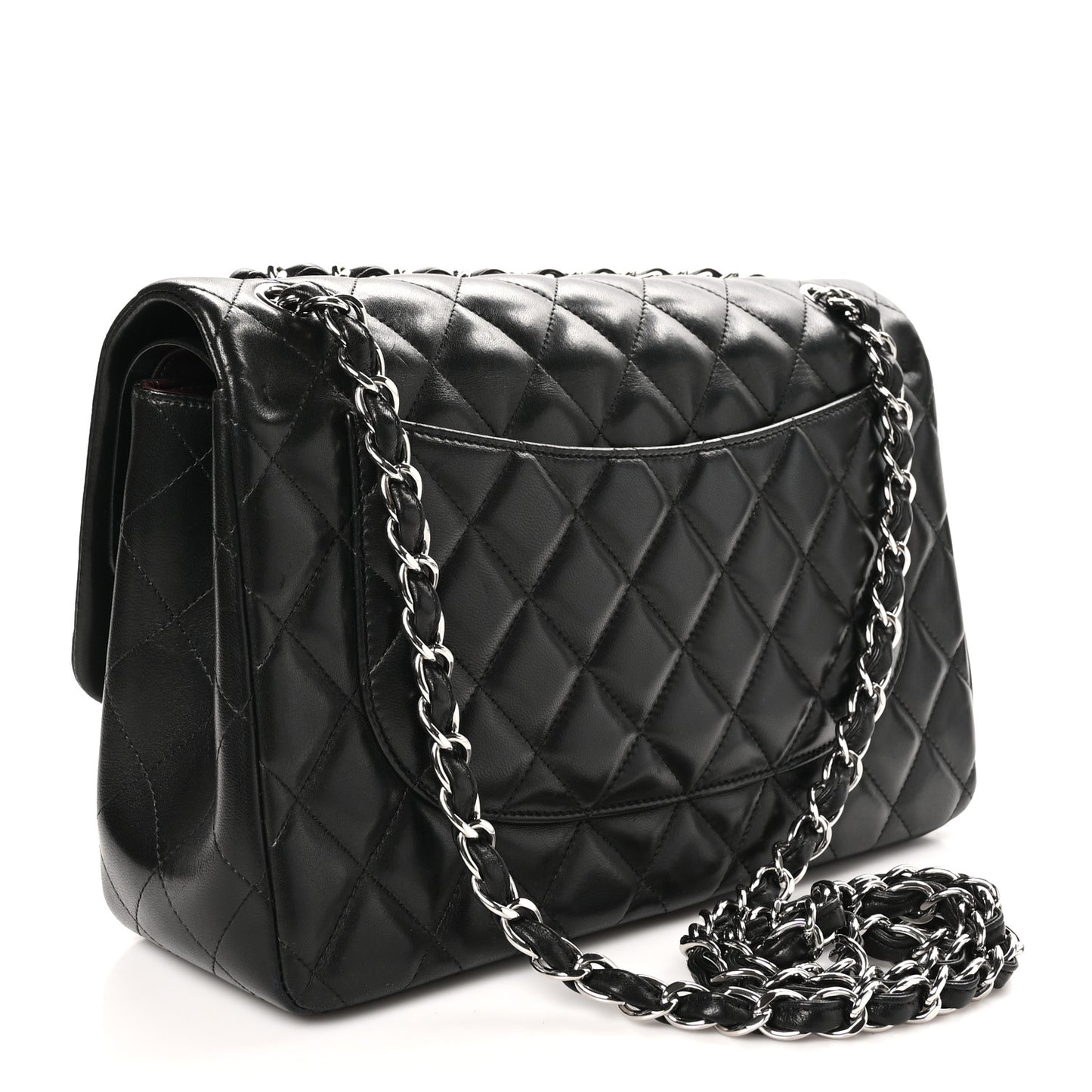 Lambskin Quilted Jumbo Double Flap Black