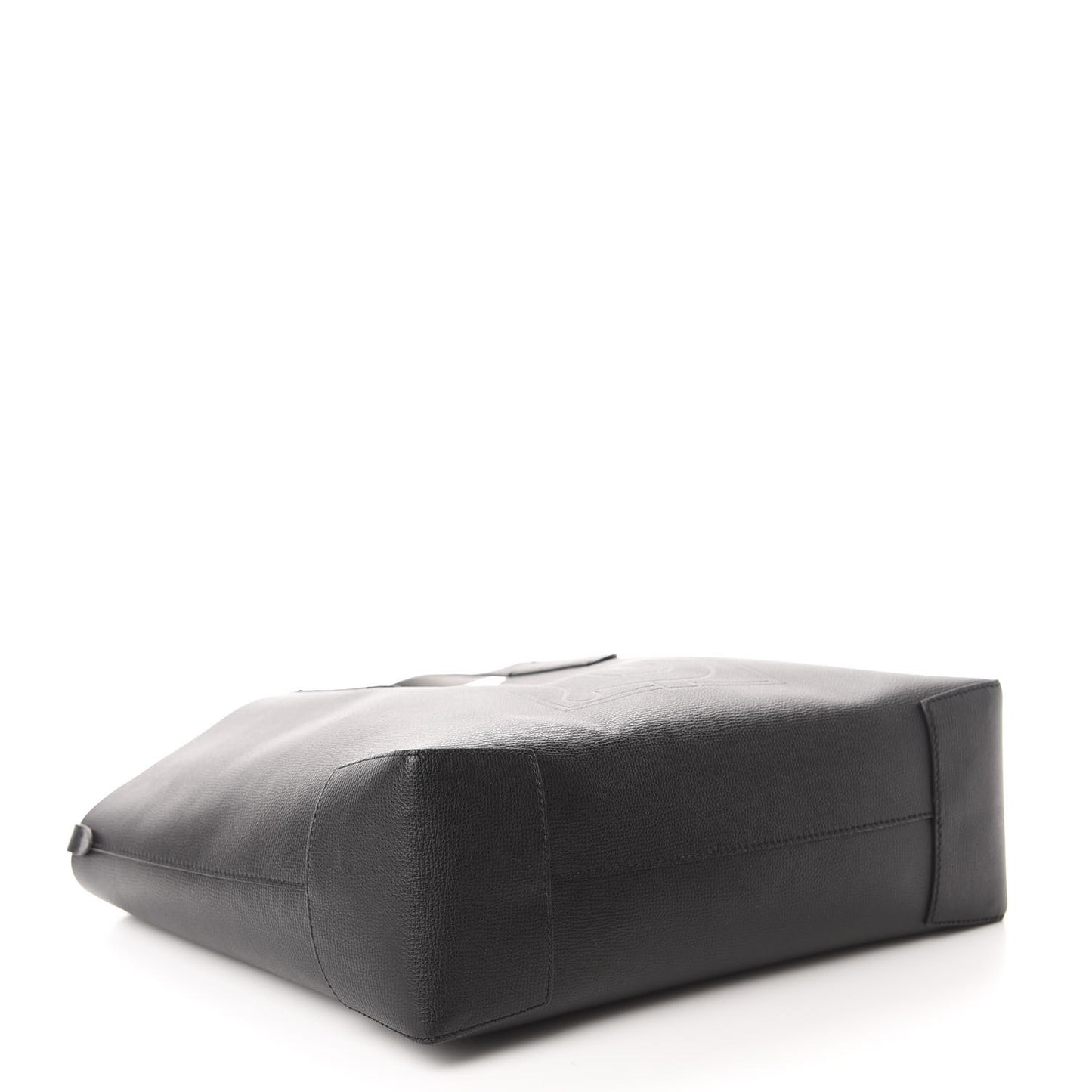 Calfskin TB Motif Embossed Medium Tote Black