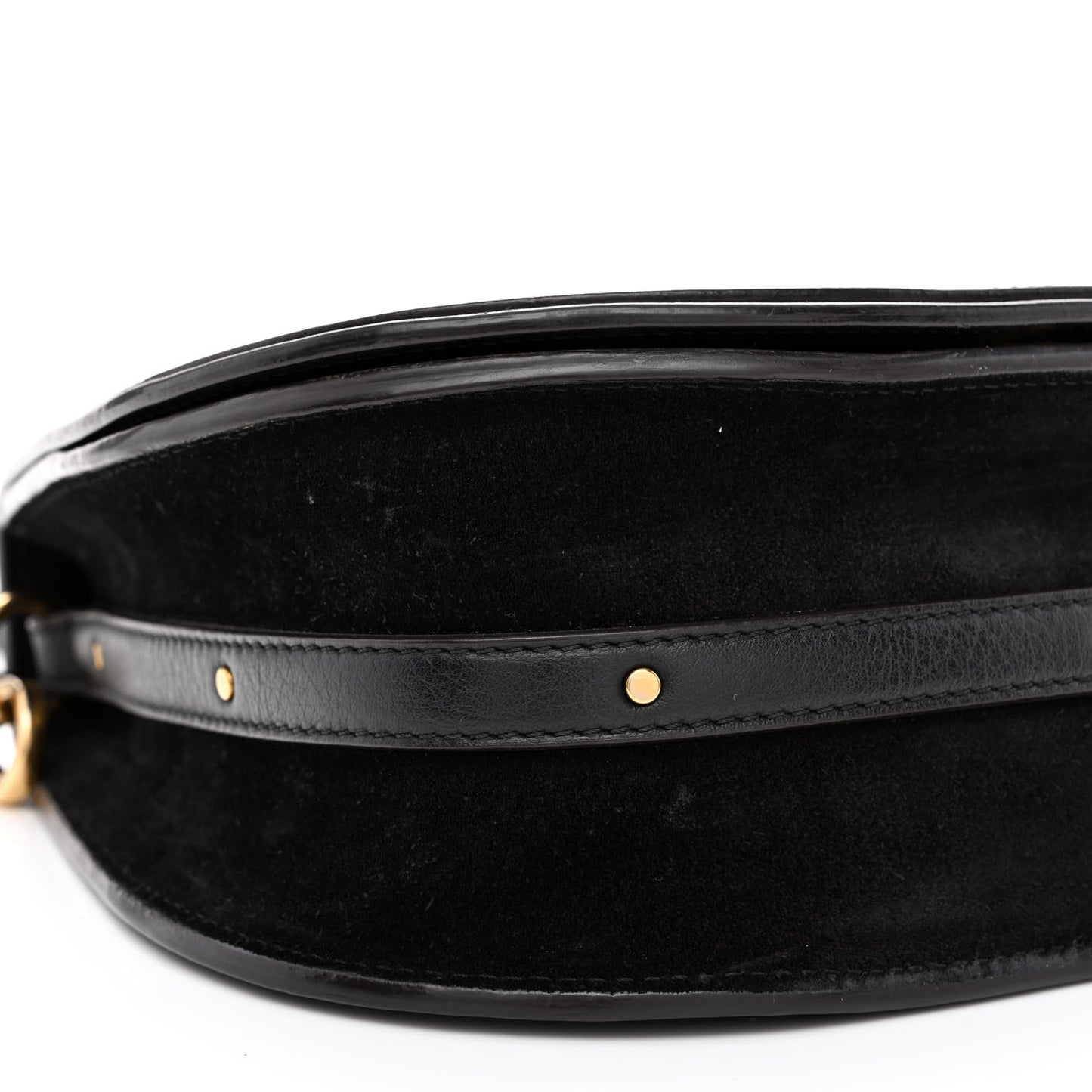 Calfskin Suede Medium Nile Bracelet Bag Black