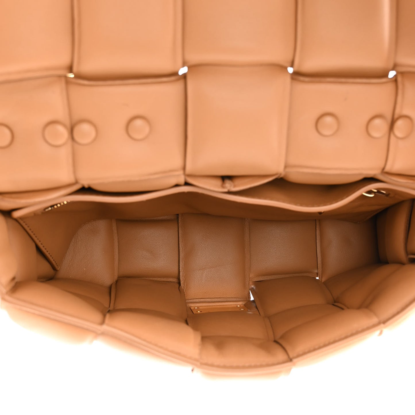 Lambskin Maxi Intreccio Padded Chain Cassette Crossbody Bag Caramel