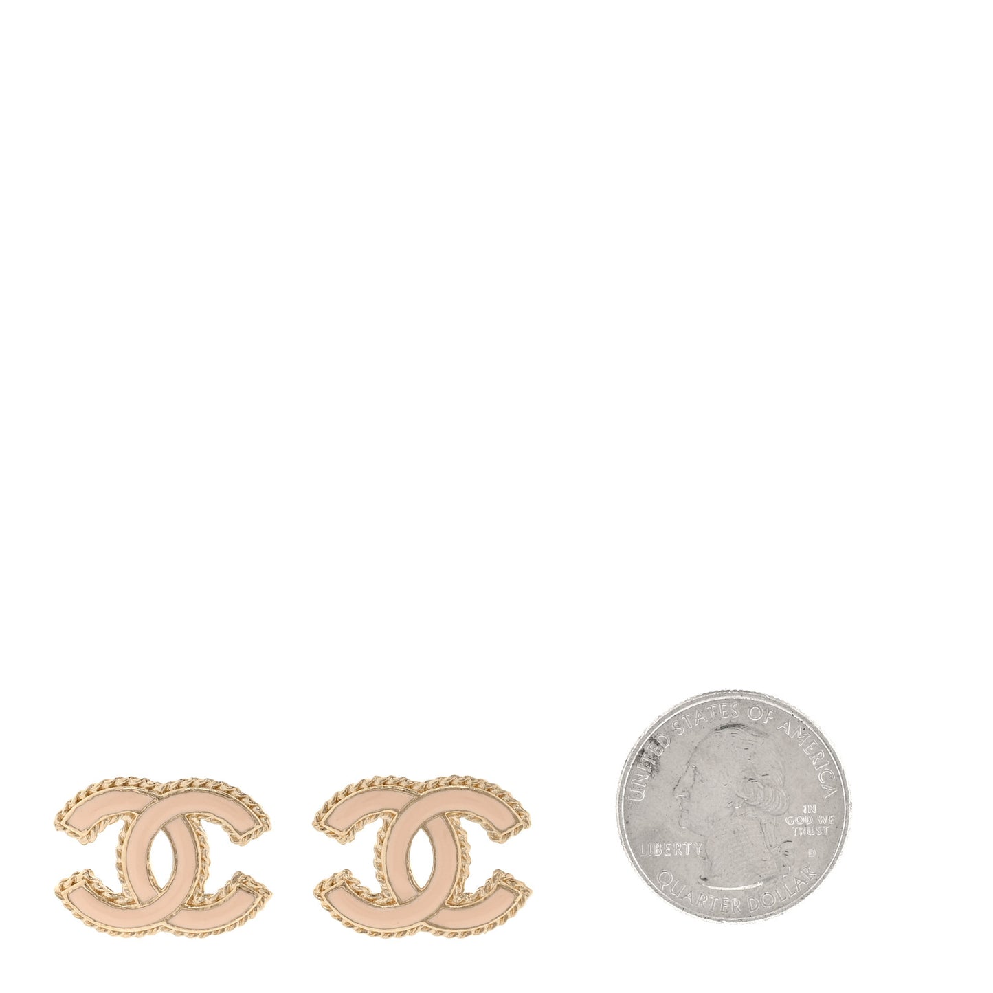 Metal Resin Rope CC Earrings Gold Light Pink