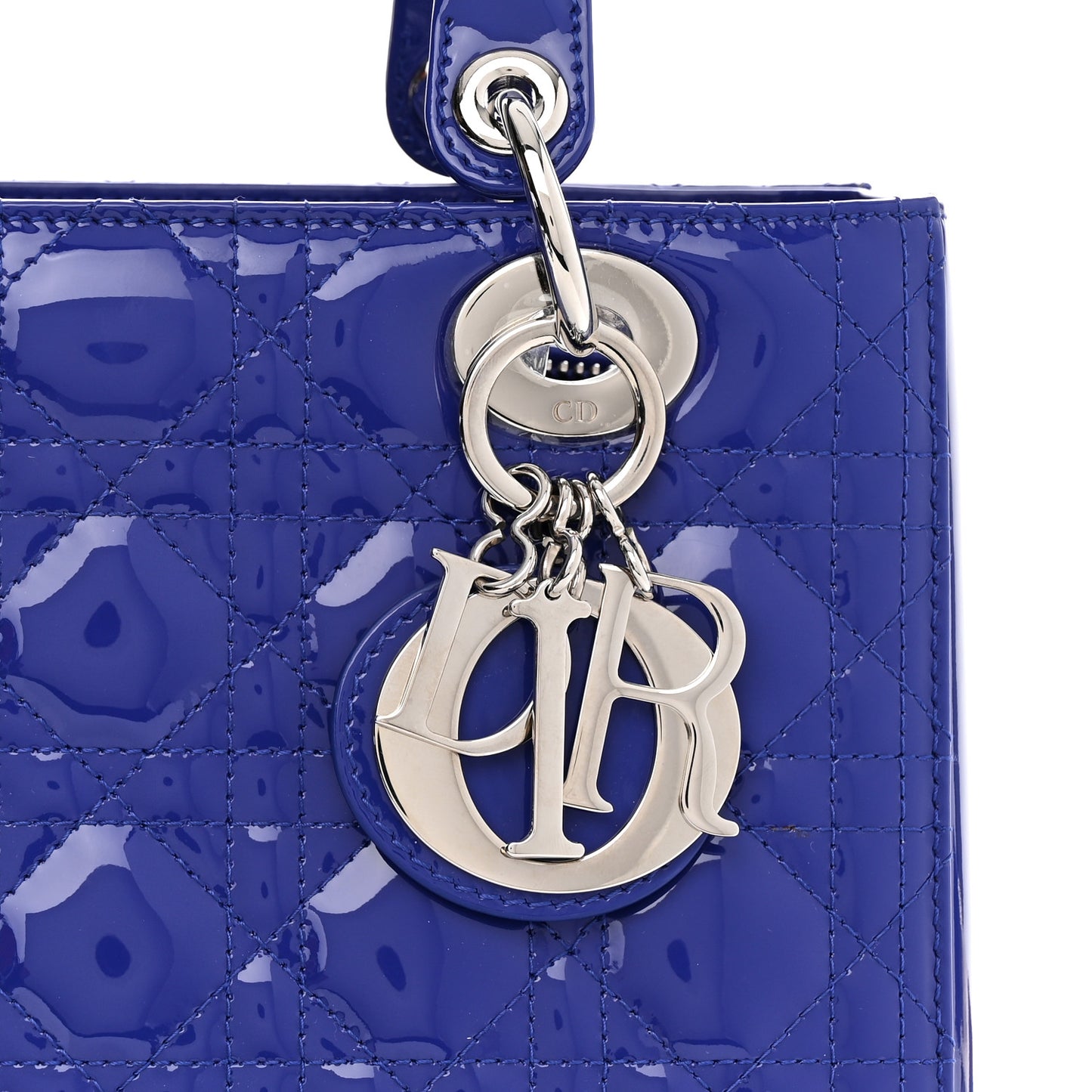 Patent Cannage Medium Lady Dior Blue
