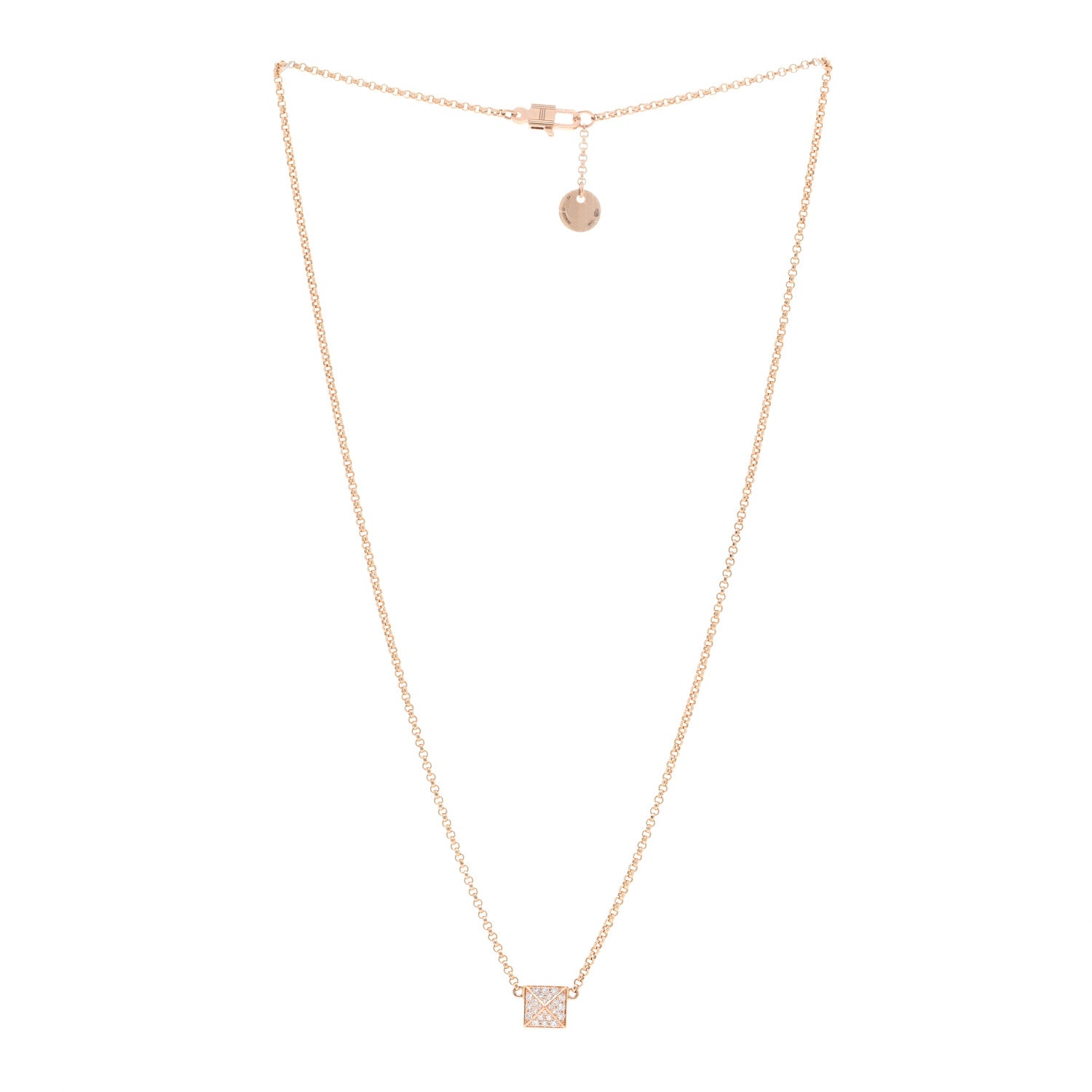 Hermes 18K Rose Gold Diamond Clou d'H Pendant Necklace 3 of 4