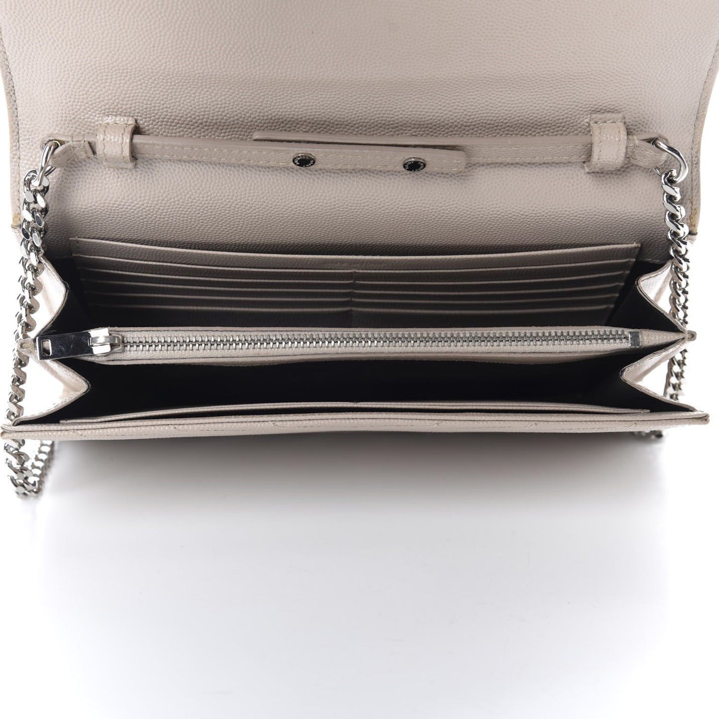 Grain De Poudre Matelasse Chevron Monogram Chain Wallet Nude Powder