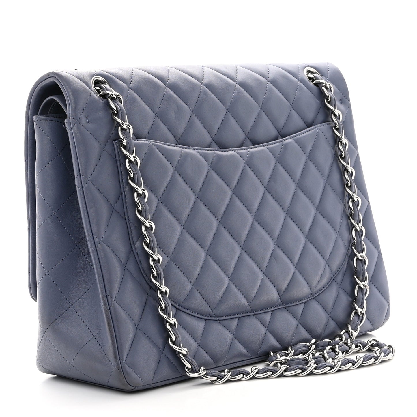Lambskin Quilted Maxi Double Flap Light Purple
