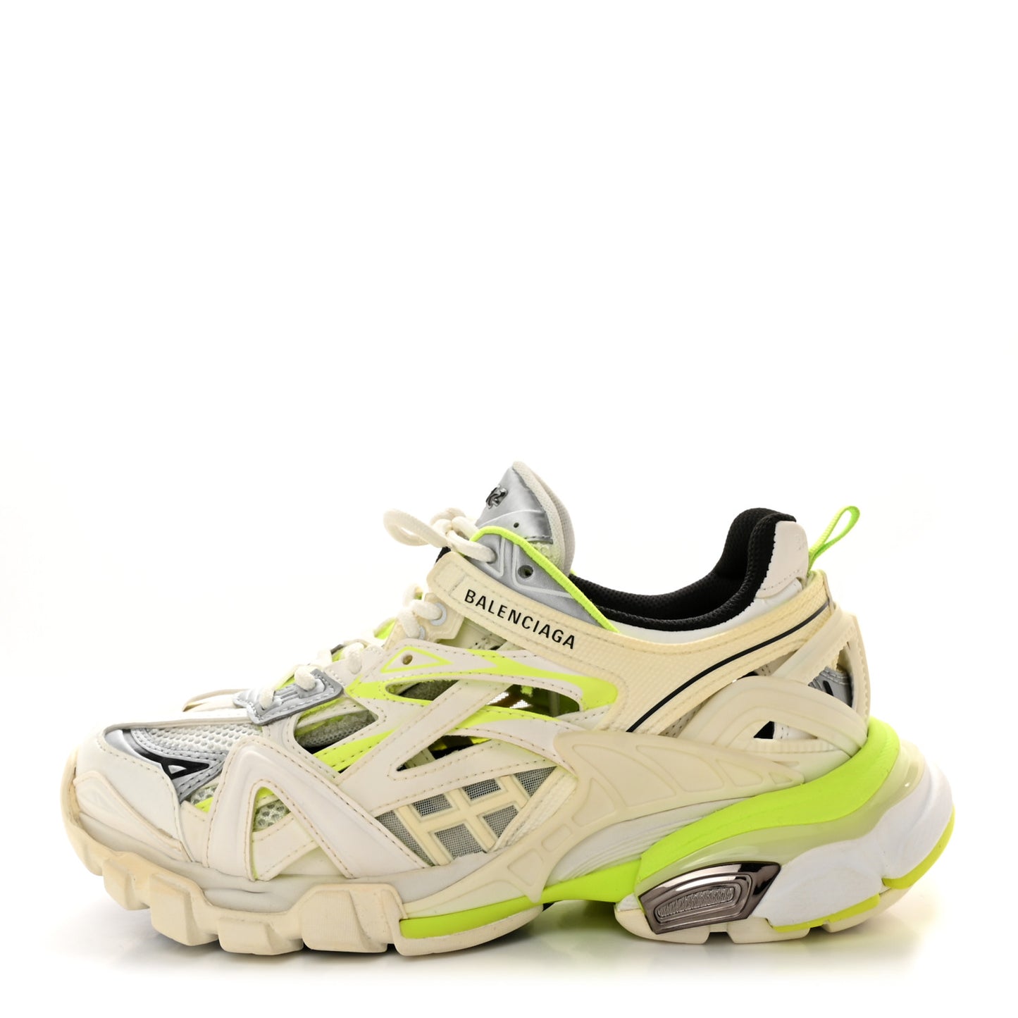 Rubber Mesh Bi-Color Womens Track.2 Open Sneakers 37 White Fluo Yellow