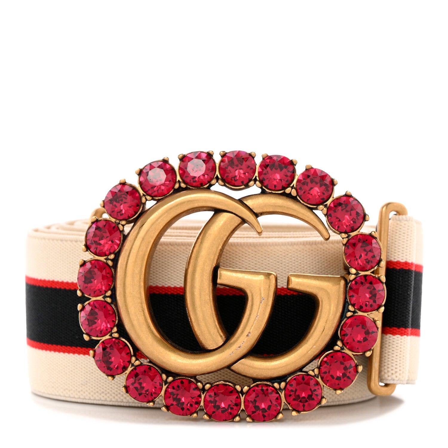 GUCCIベルト  値下げ❗ Gucci Jacquard Crystal Stripe Double G Belt 105 42 White 1314656