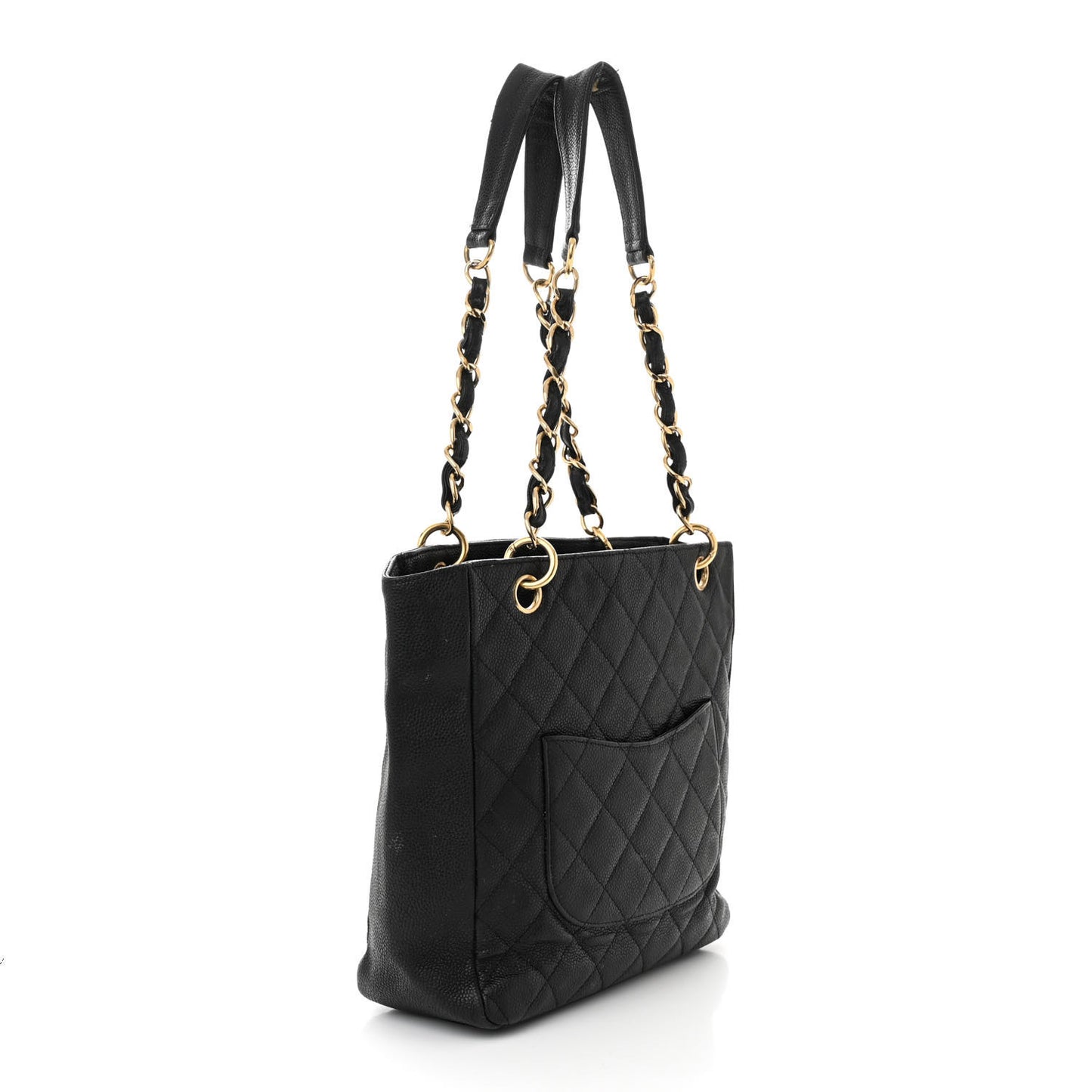 Caviar Quilted Petit Shopping Tote PST Black