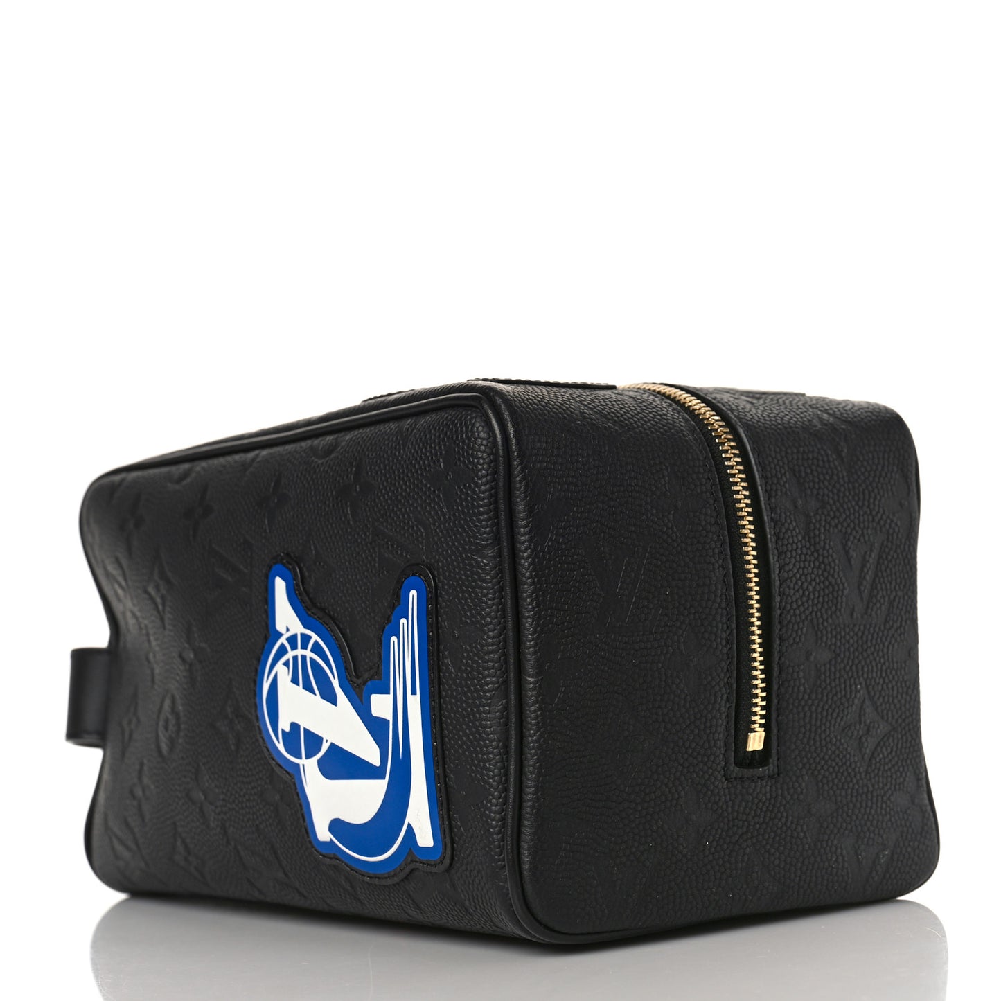 X NBA Calfskin Monogram Embossed Cloakroom Dopp Kit Black