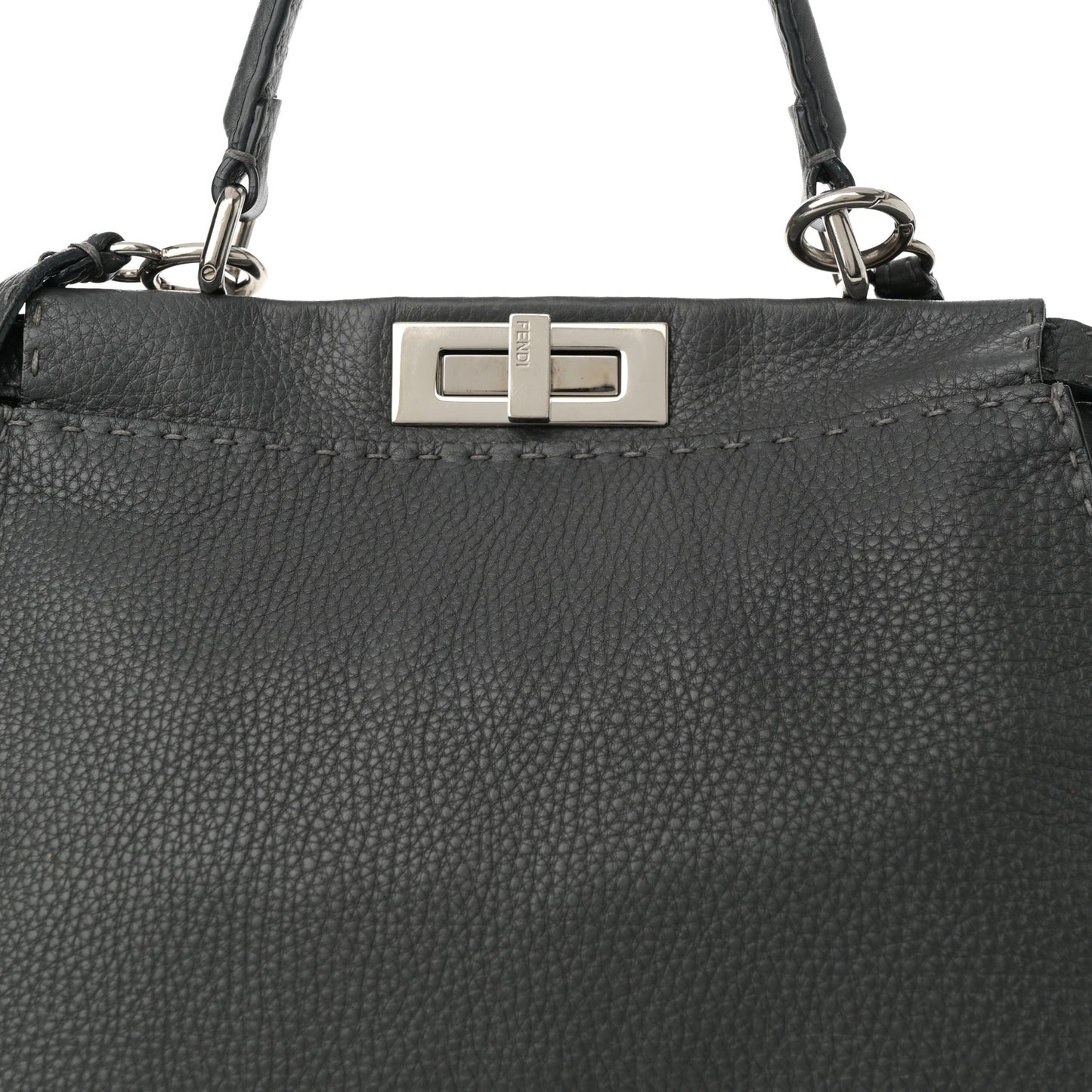 Cuoio Romano Selleria Bi-Color Medium Peekaboo Iconic Satchel Asfalto Latte