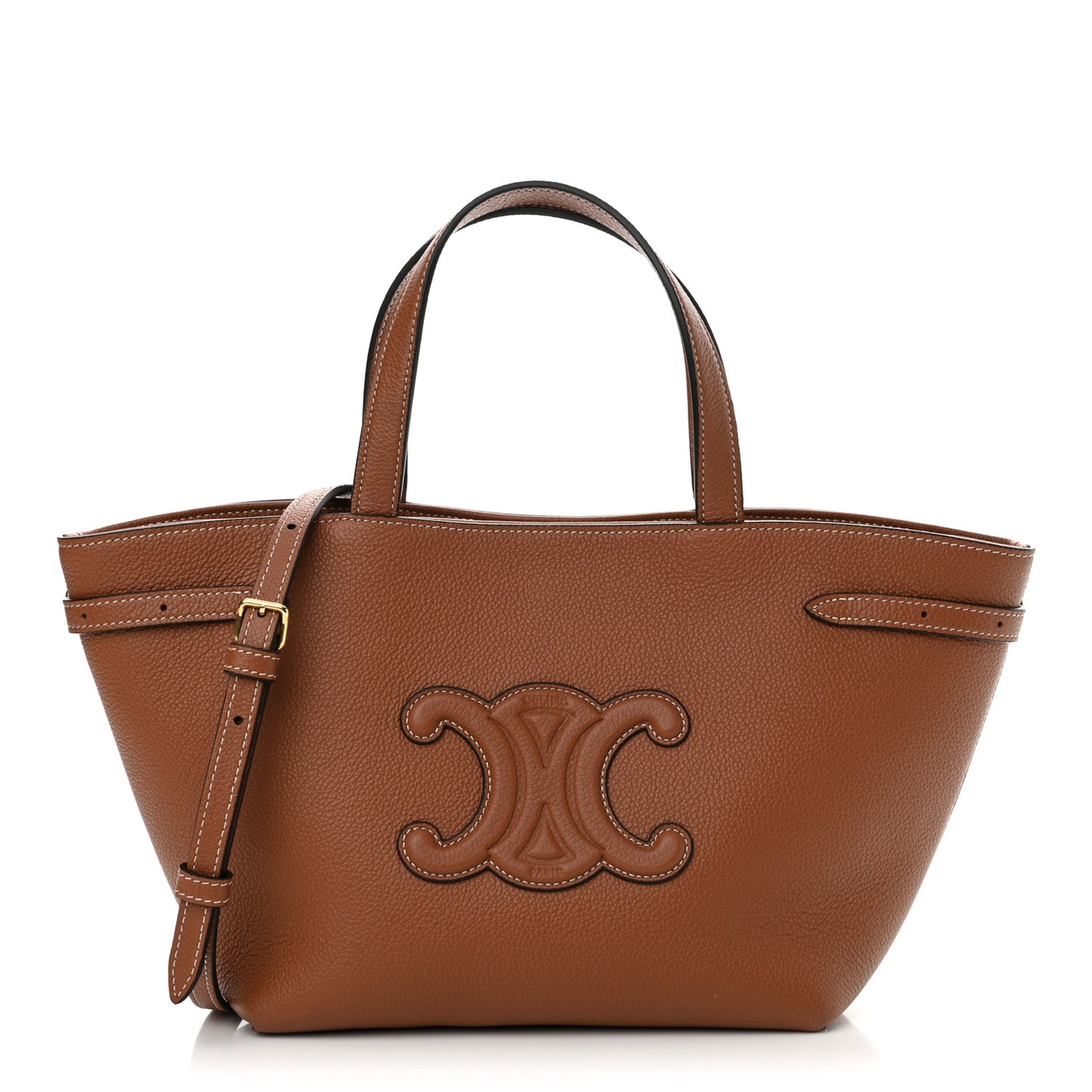 Grained Calfskin Triomphe Mini Cabas Anais Tan