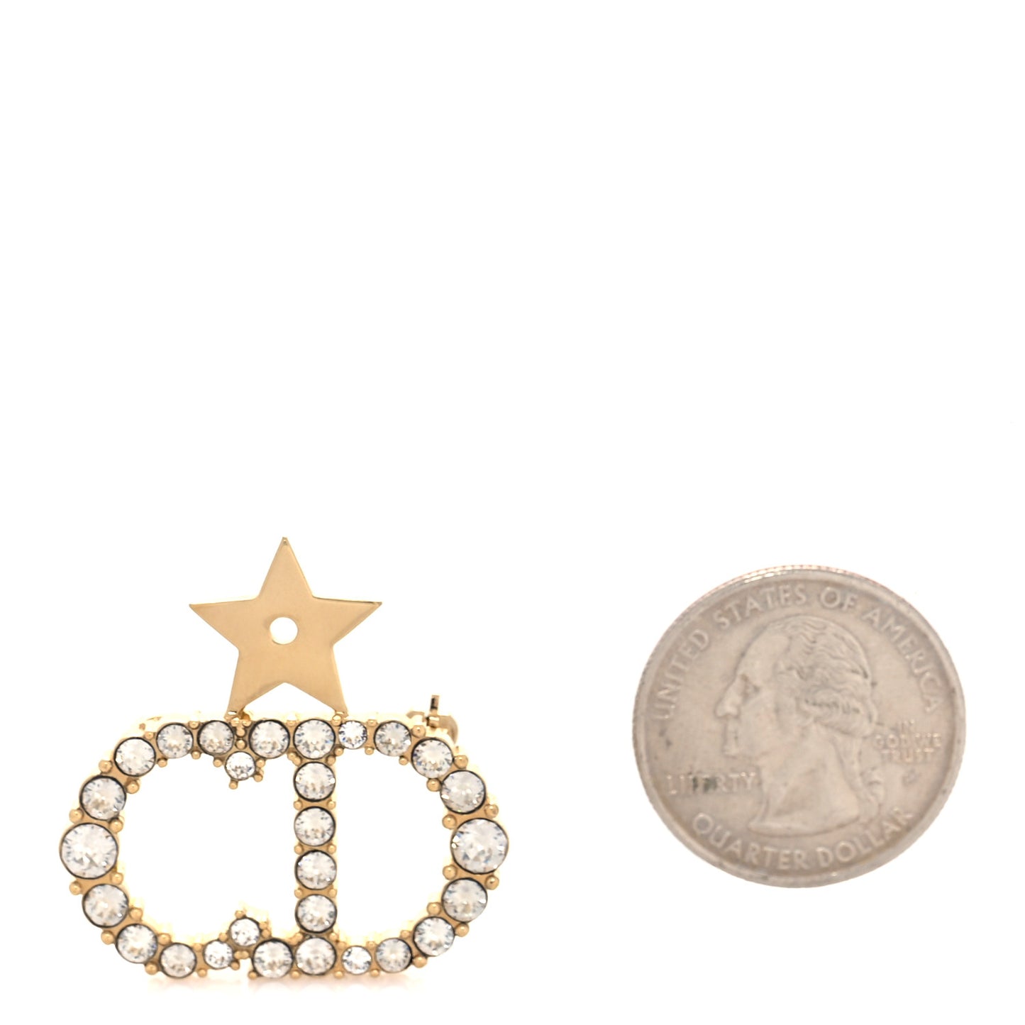 Crystal CD Logo Brooch Gold