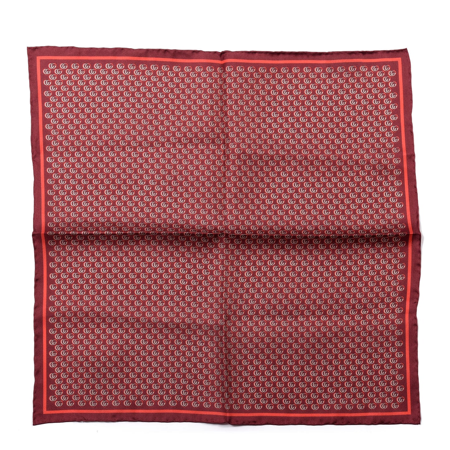 Silk Interlocking G Heart Square Scarf Red